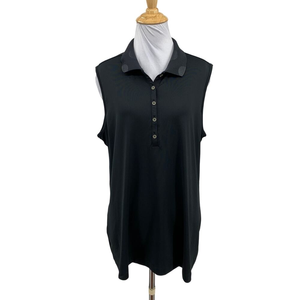 Nike Golf Shirt Womens Extra Large Black Tour Performance Dri Fit Button Placket